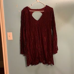 Francesca’s Maroon Lace Dress